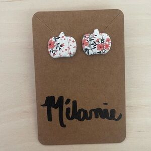 Flower pumpkin polymer clay earrings 🎃🌸